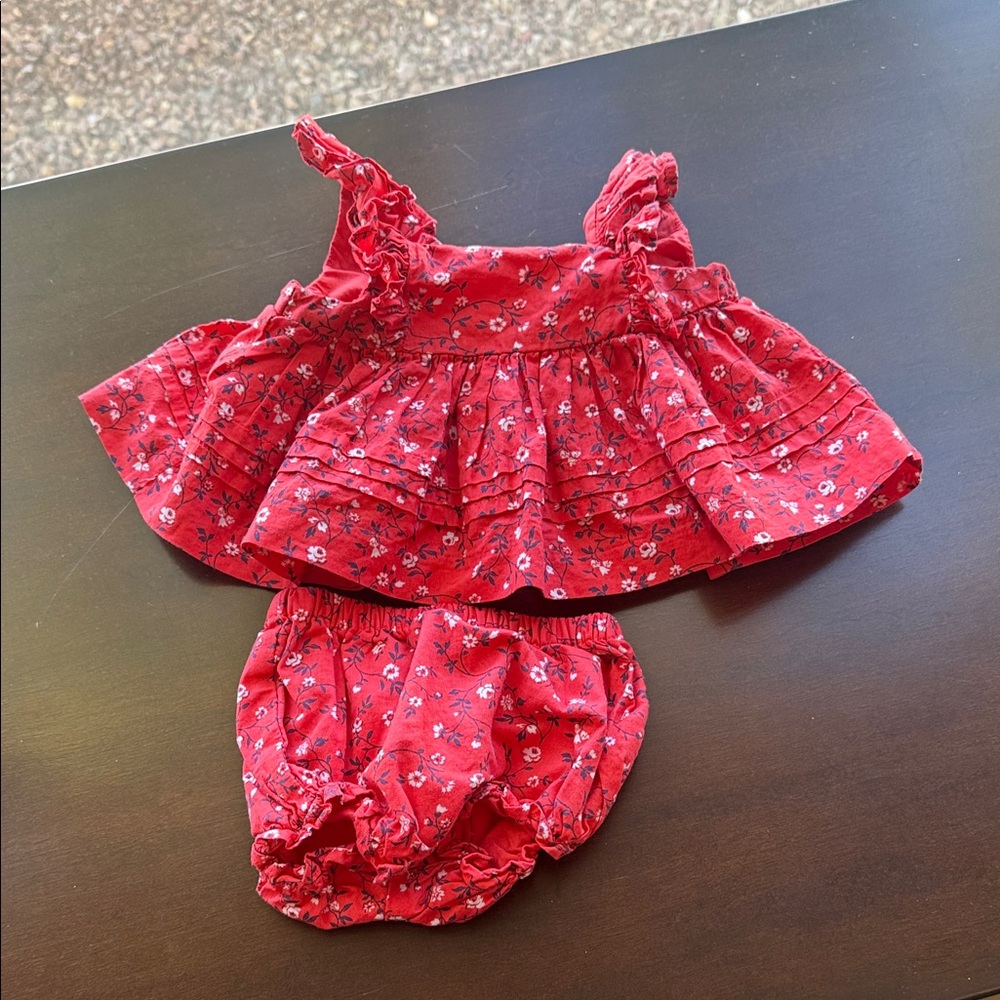 Janie and Jack Red Floral  Cover Set